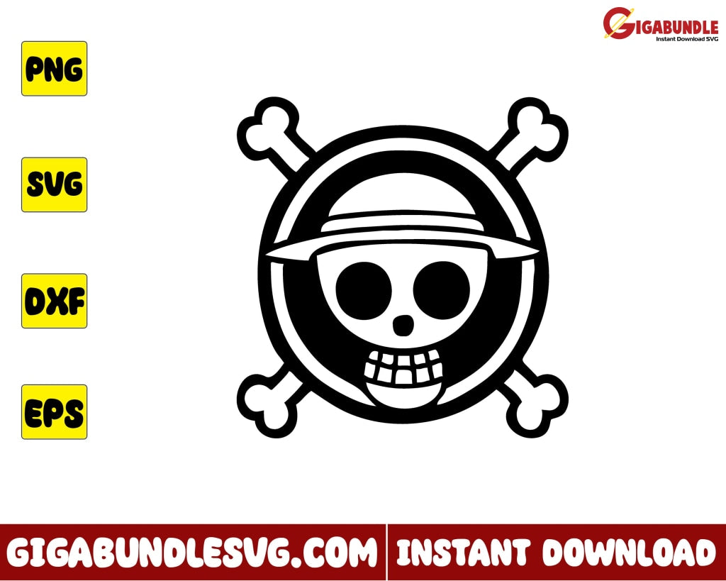 One Piece Logo Svg Outline Monkey D Luffy Anime - Instant Download