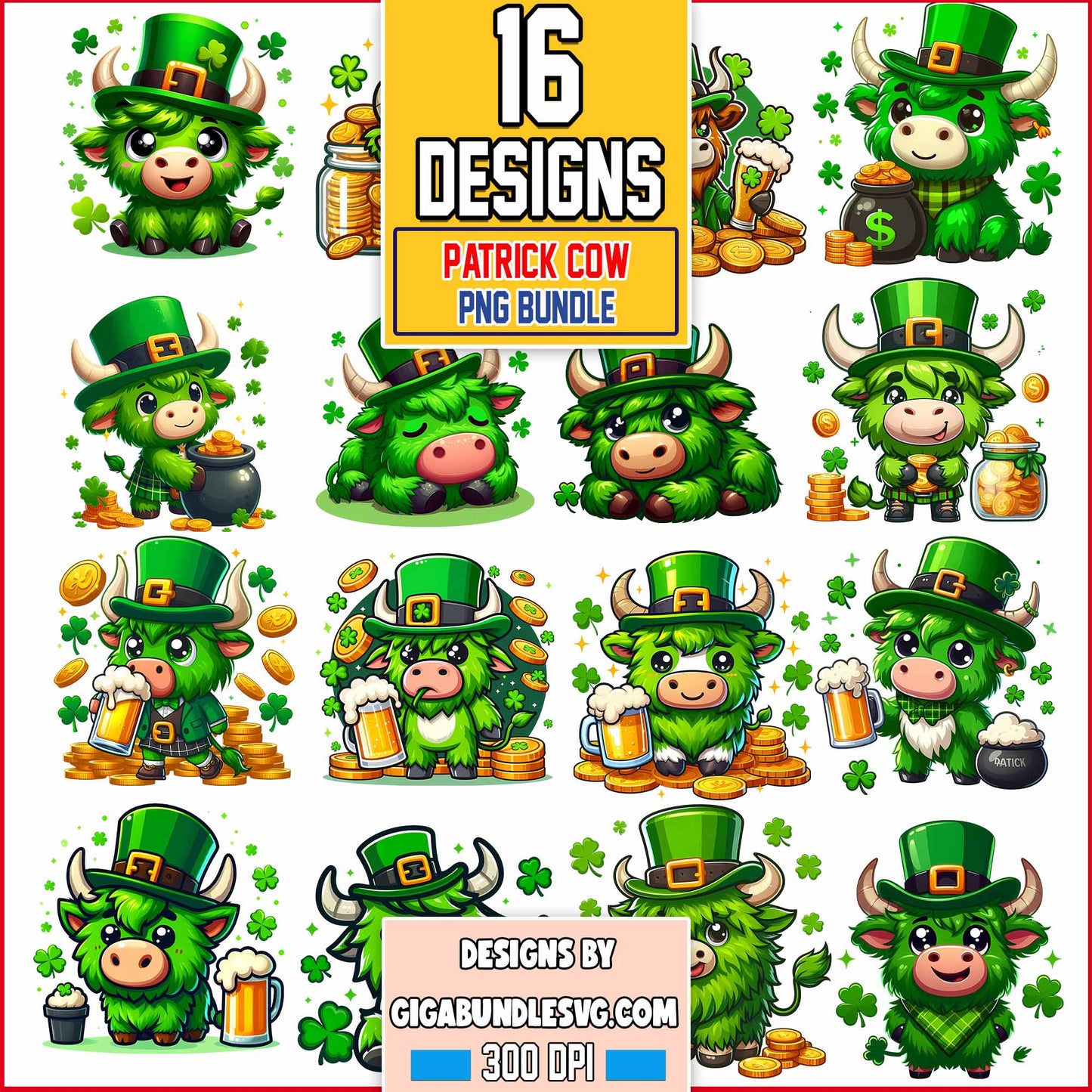 Patrick's Cow Bundle png, Patricks Day Png