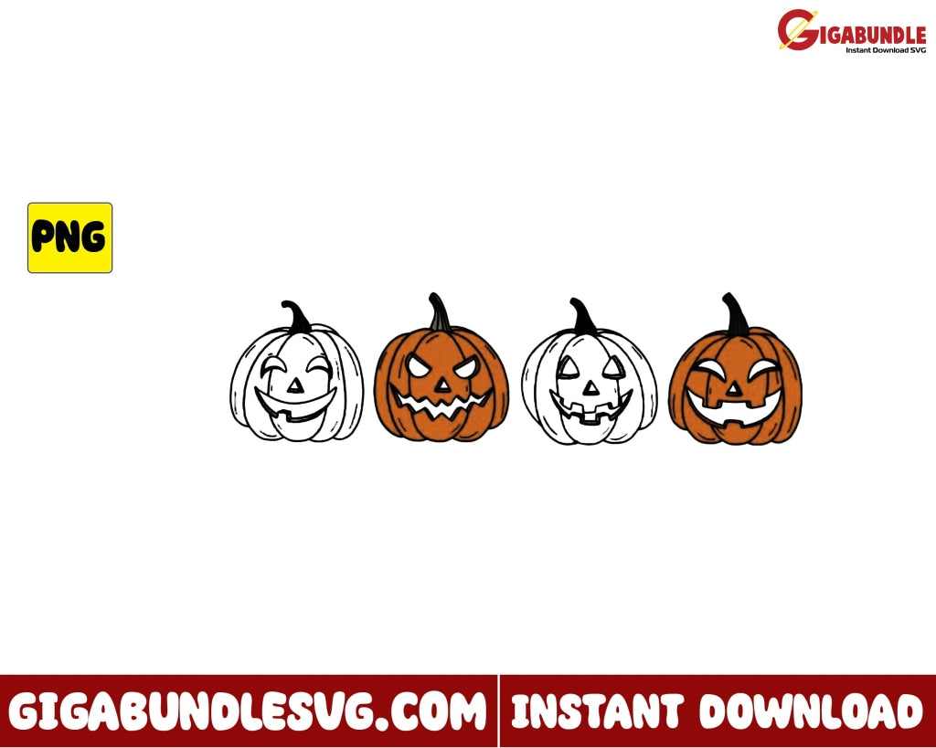 Pumpkin Png Halloween Retro - Instant Download
