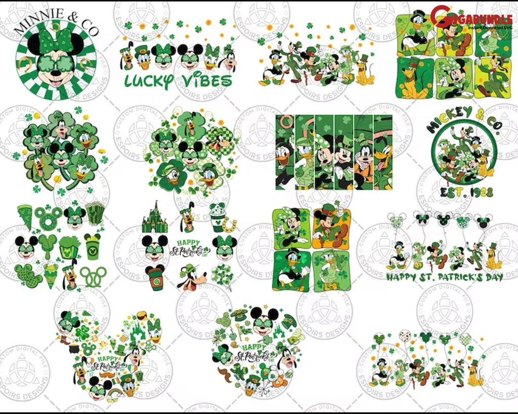 Retro St. Patricks Mouse Png Svg Bundle And Friends Saint Day Magical Png Svg