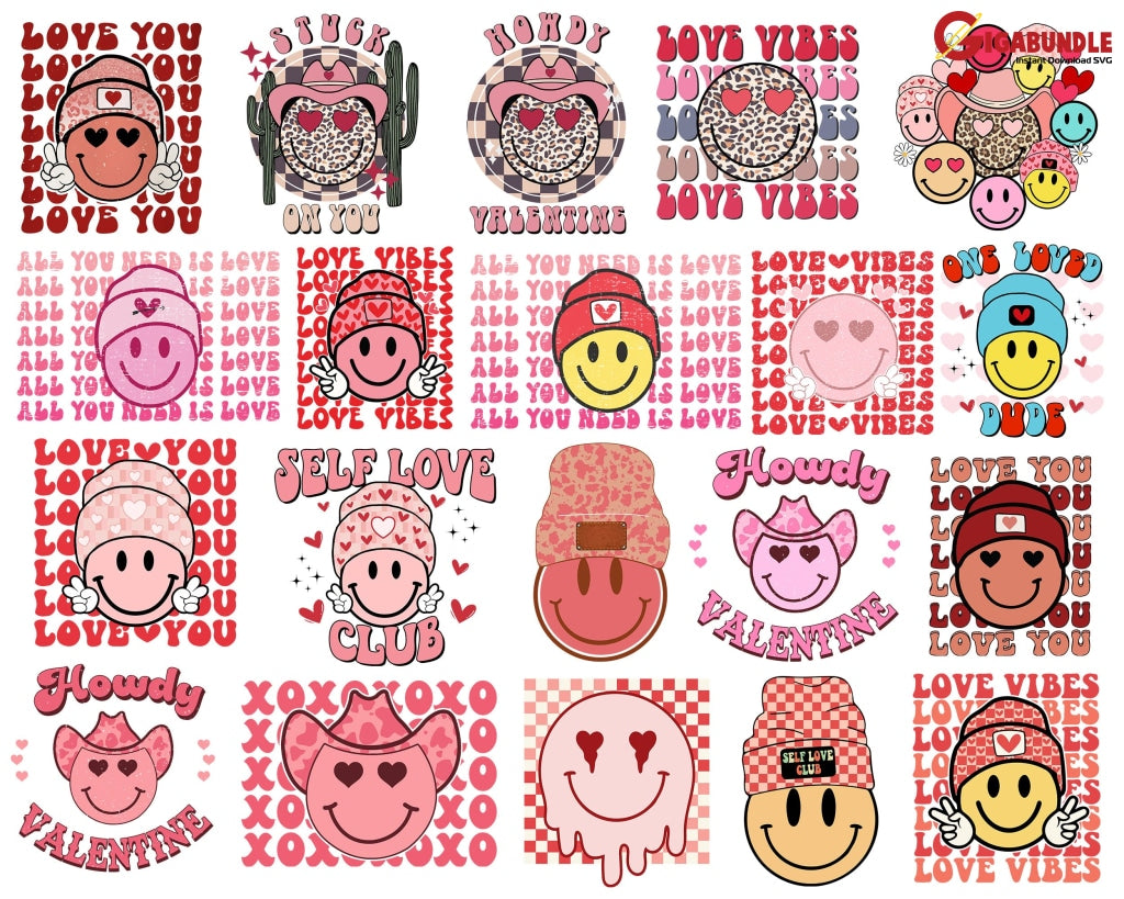Retro Valentine Png Bundle Happy Valentines Day Sayings Vibes Digital Download Instant