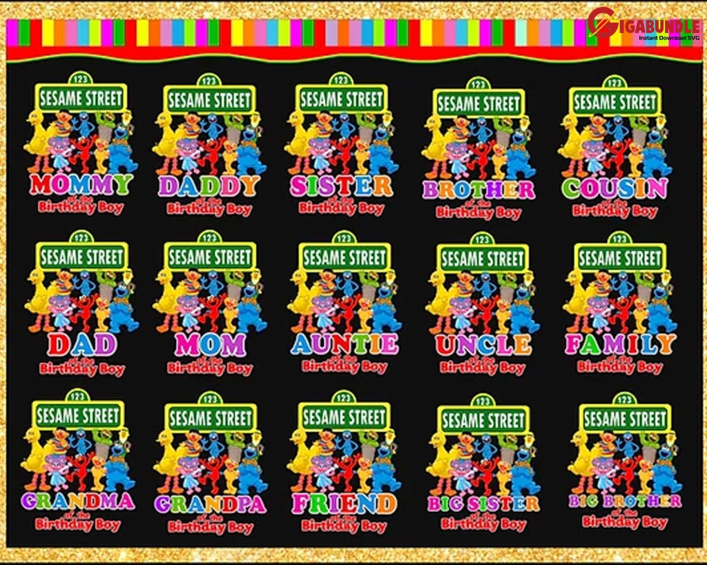 Sesame Street Bundle Png. Instant Download Digital Files For Iron On Transfer.