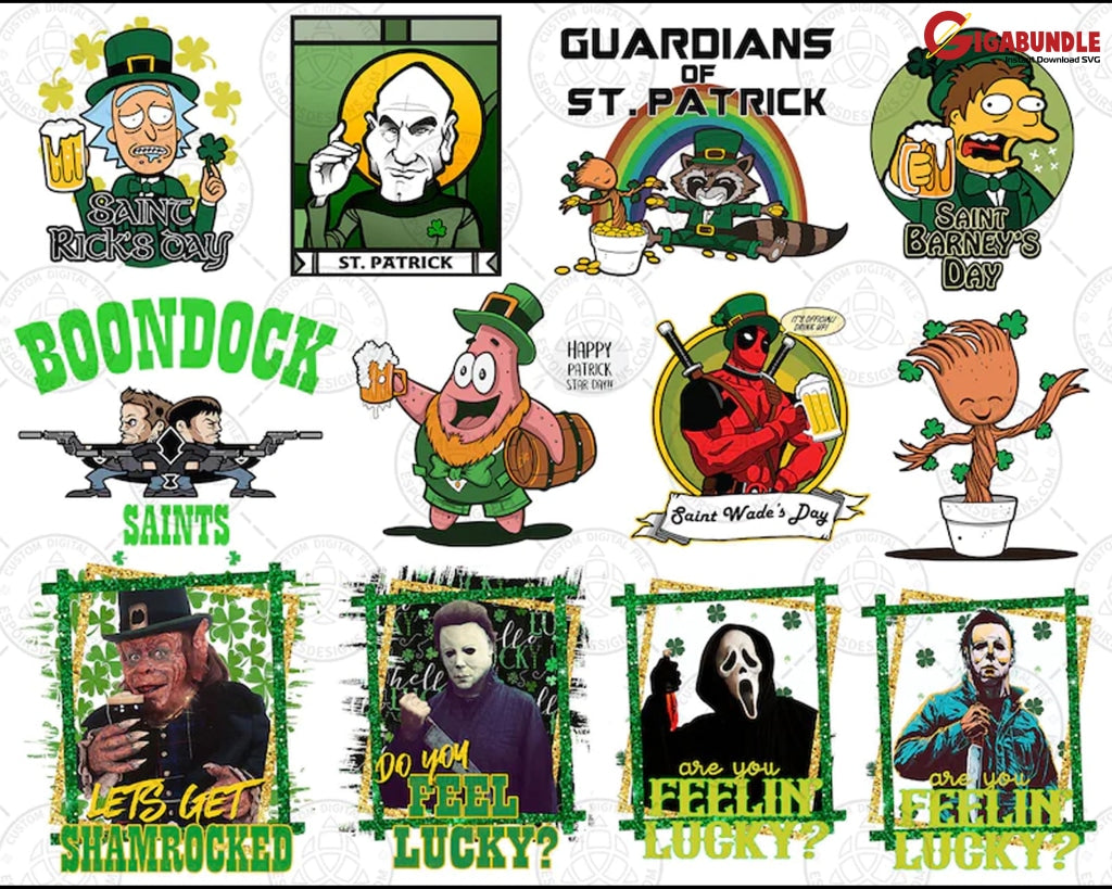 St Patricks Day Movie Png Bundle Retro Png Characters Irish Funny