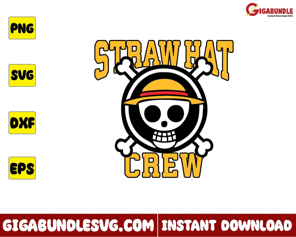 One Piece All Straw Hat Pirates Logo SVG, Straw Hat Pirate Flag