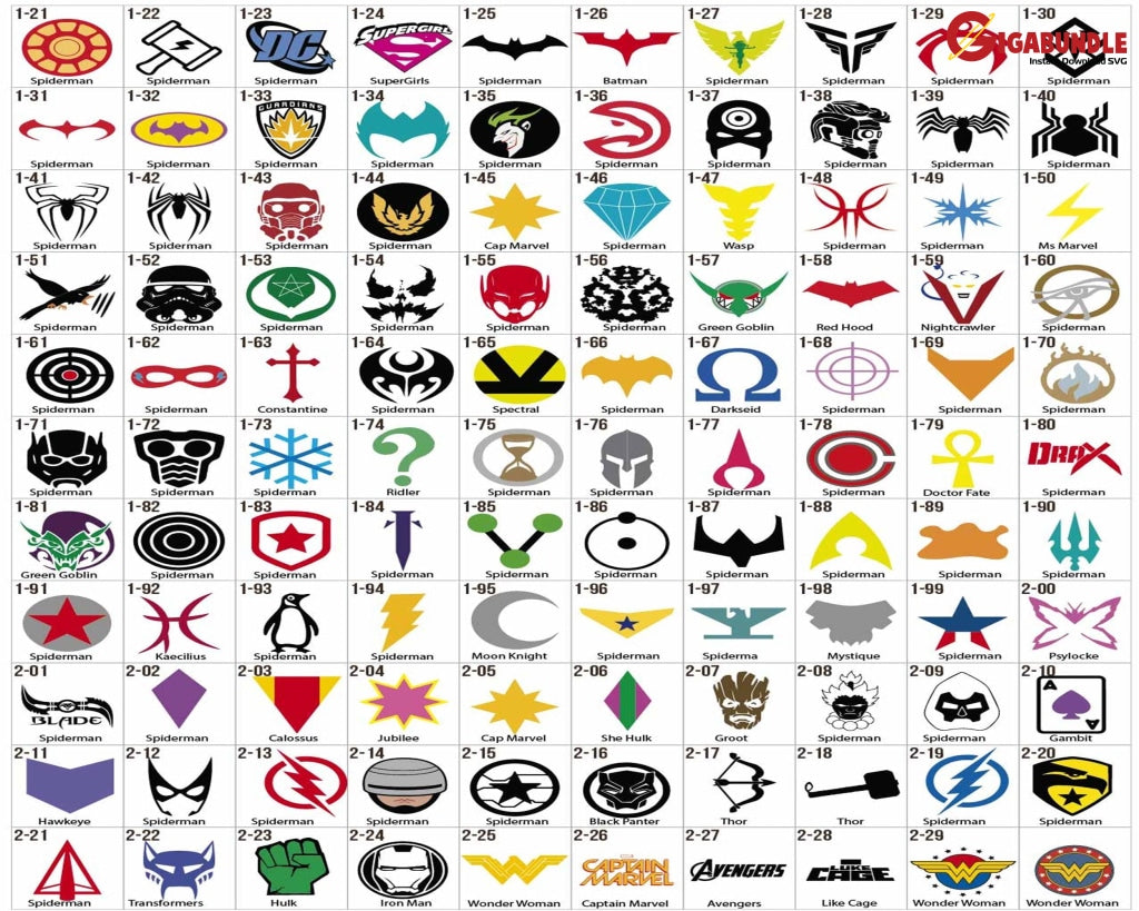 Superhero Bundle Logo Svg Super Hero Logo Birthday Characters Marvel Avengers Cricut For Cricut