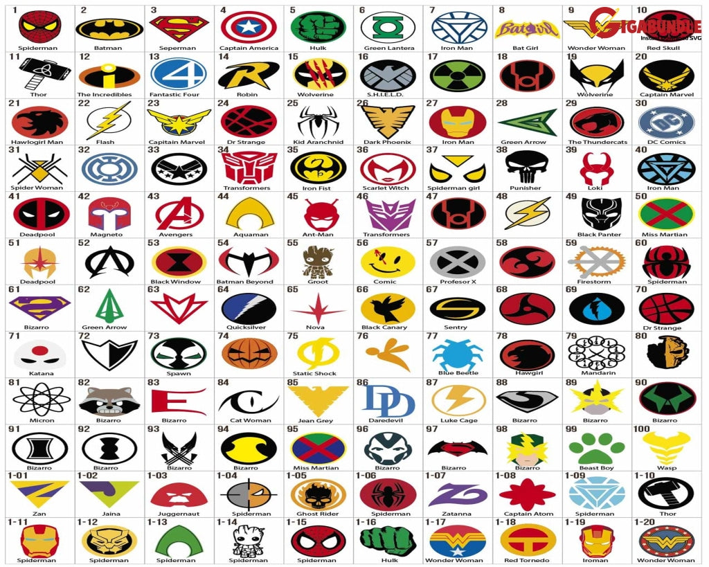 superheroes logos