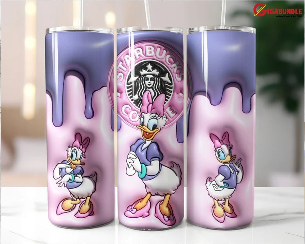 Trending Disneyland Inflated Tumbler Wrap Png Mickey And Friends 3D 20Oz Skinny For Sublimation Png