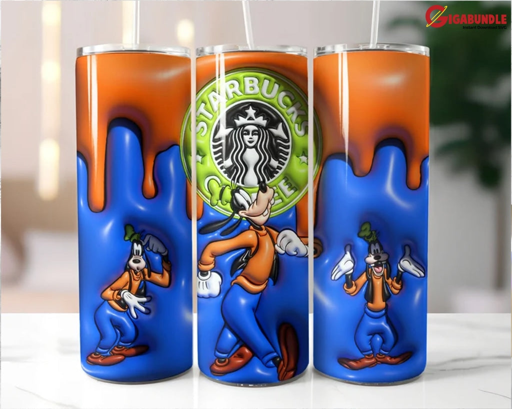 Trending Disneyland Inflated Tumbler Wrap Png Mickey And Friends 3D 20Oz Skinny For Sublimation Png