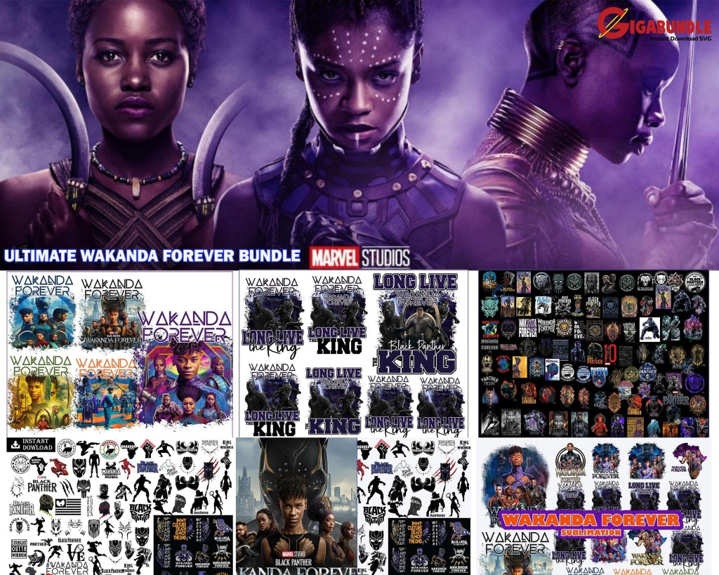 Ultimate Wakanda Forever 2022 Bundle Svg Black Panther Svg Wakanda Png Jpeg Cutting File Eps Dxf