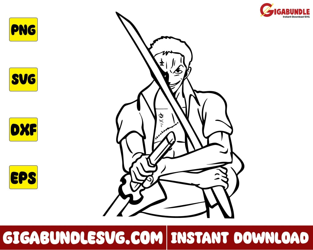 Roronoa Zoro Svg, One Piece Svg, One Piece Manga Svg, Anime Svg, Anime  Manga Svg, Png Dxf Eps Pdf File