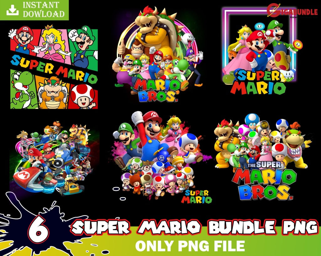 Super Mario Characters Png, Super Mario Png, Super Mario World Png, Mario  Png, Cartoon Png Digital File