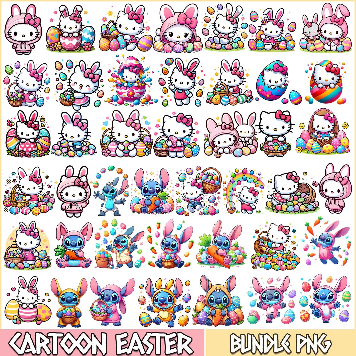 Bundle Cartoon Easter Png, Happy Easter