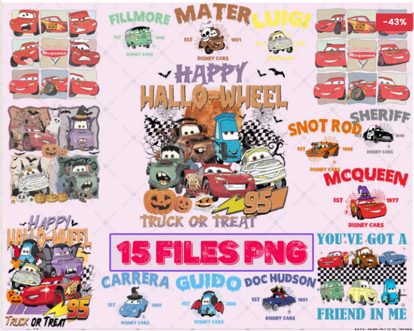 15 Disney Cars Halloween Bundle Png