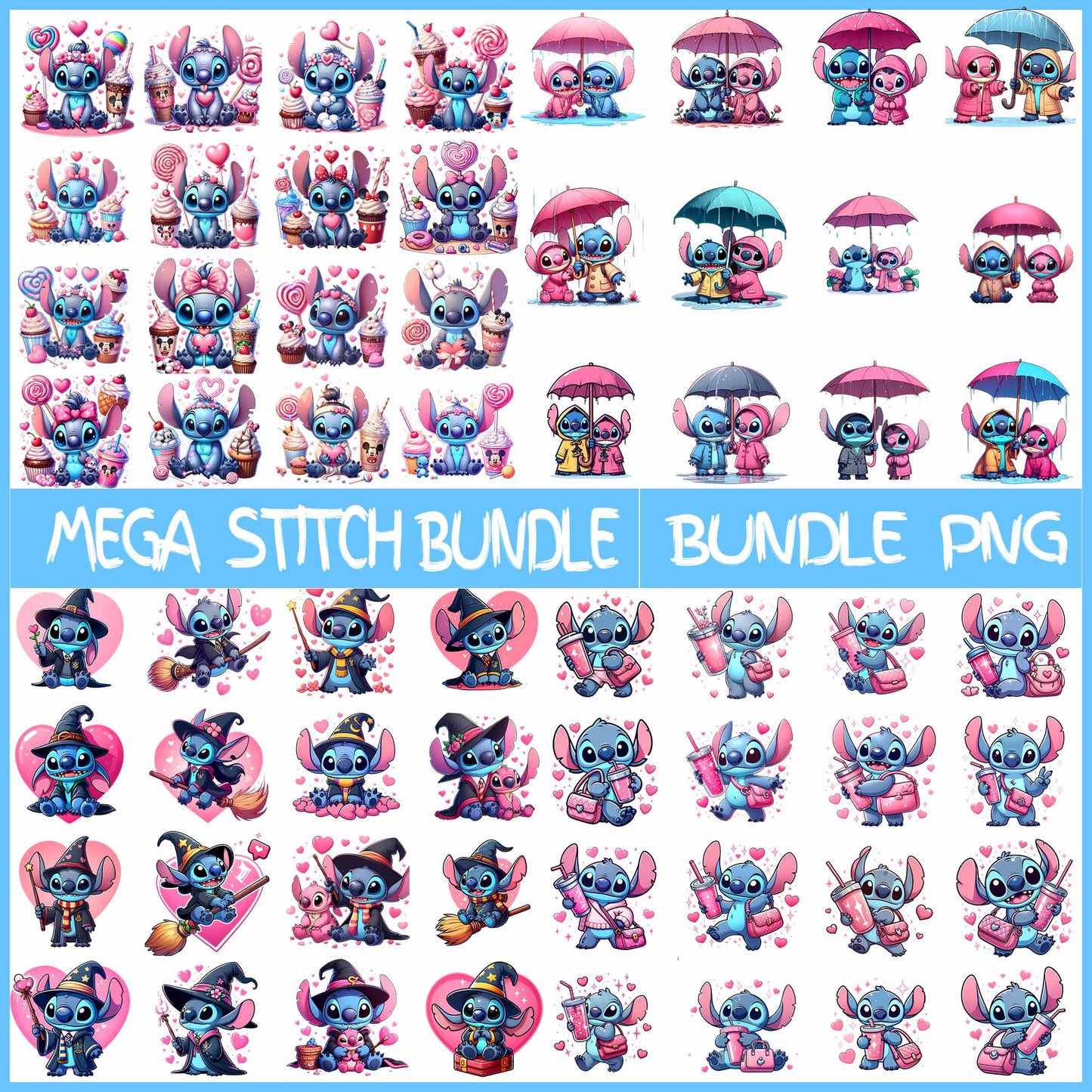 Mega Stitch Valentine Png Bundle, Stitch & Angle Valentine Png