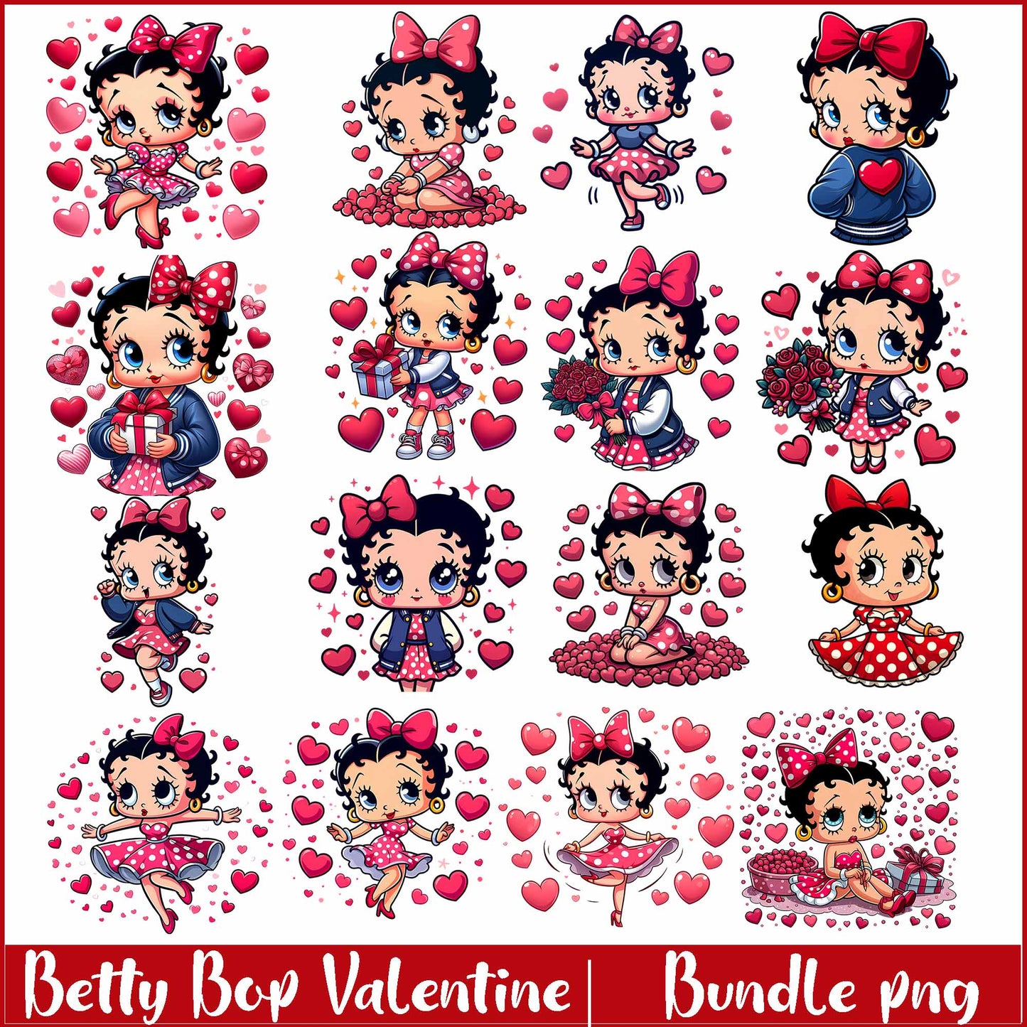 Cute Betty Boop Valentines Day png file, Girl Betty Desing for happy Valentines day