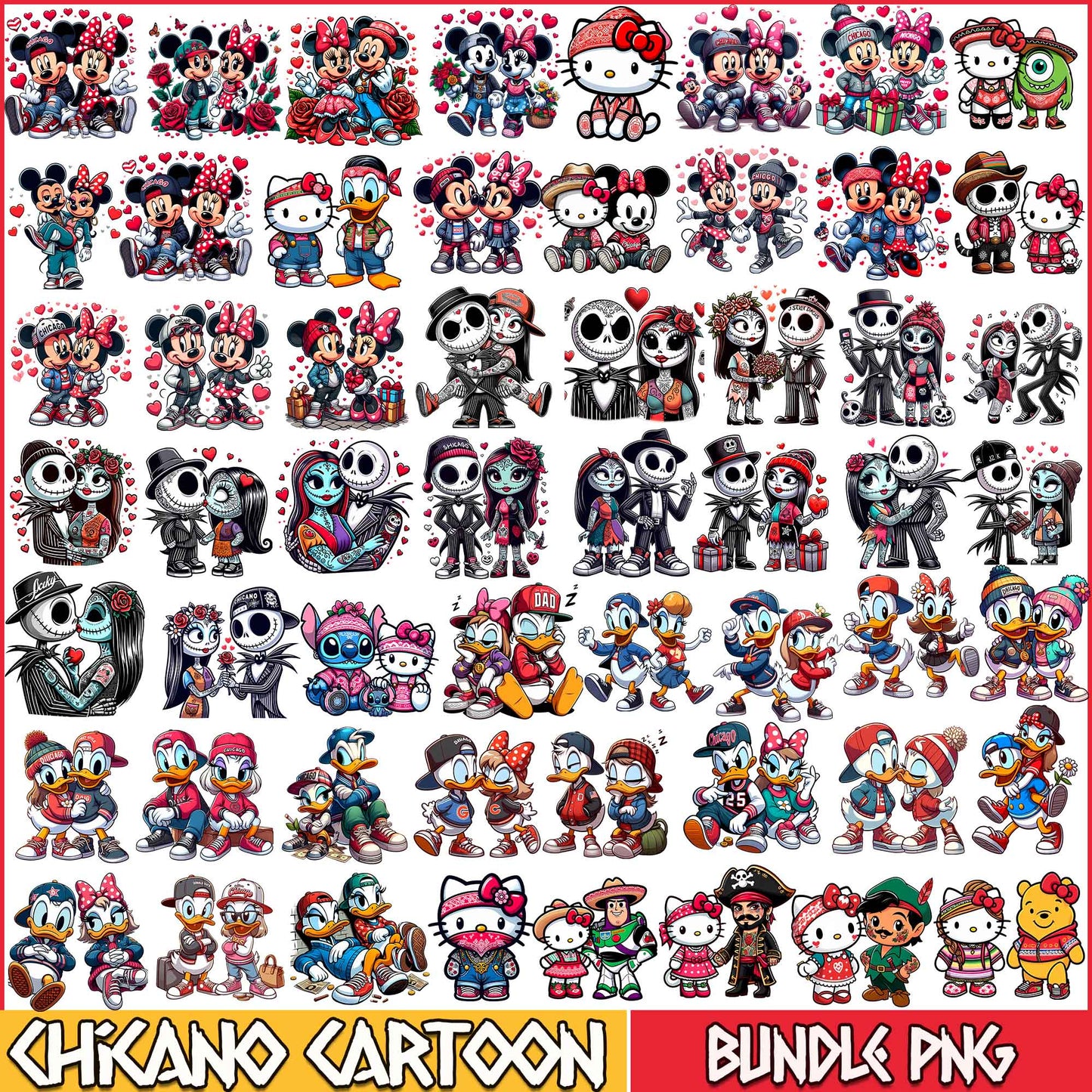 Mega Chicano Couple Png Bundle, Disney Cartoon Png