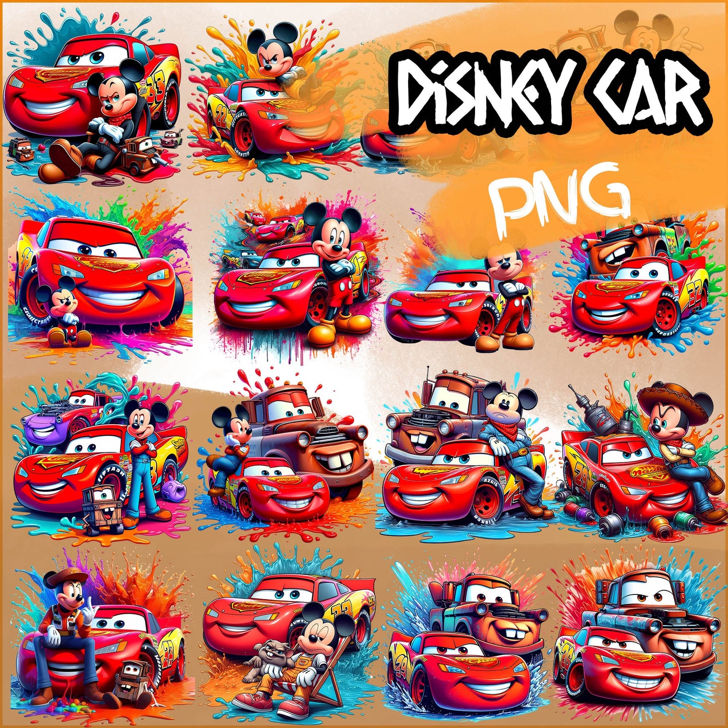 Disney Car Bundle Png, Mickey & Car Png