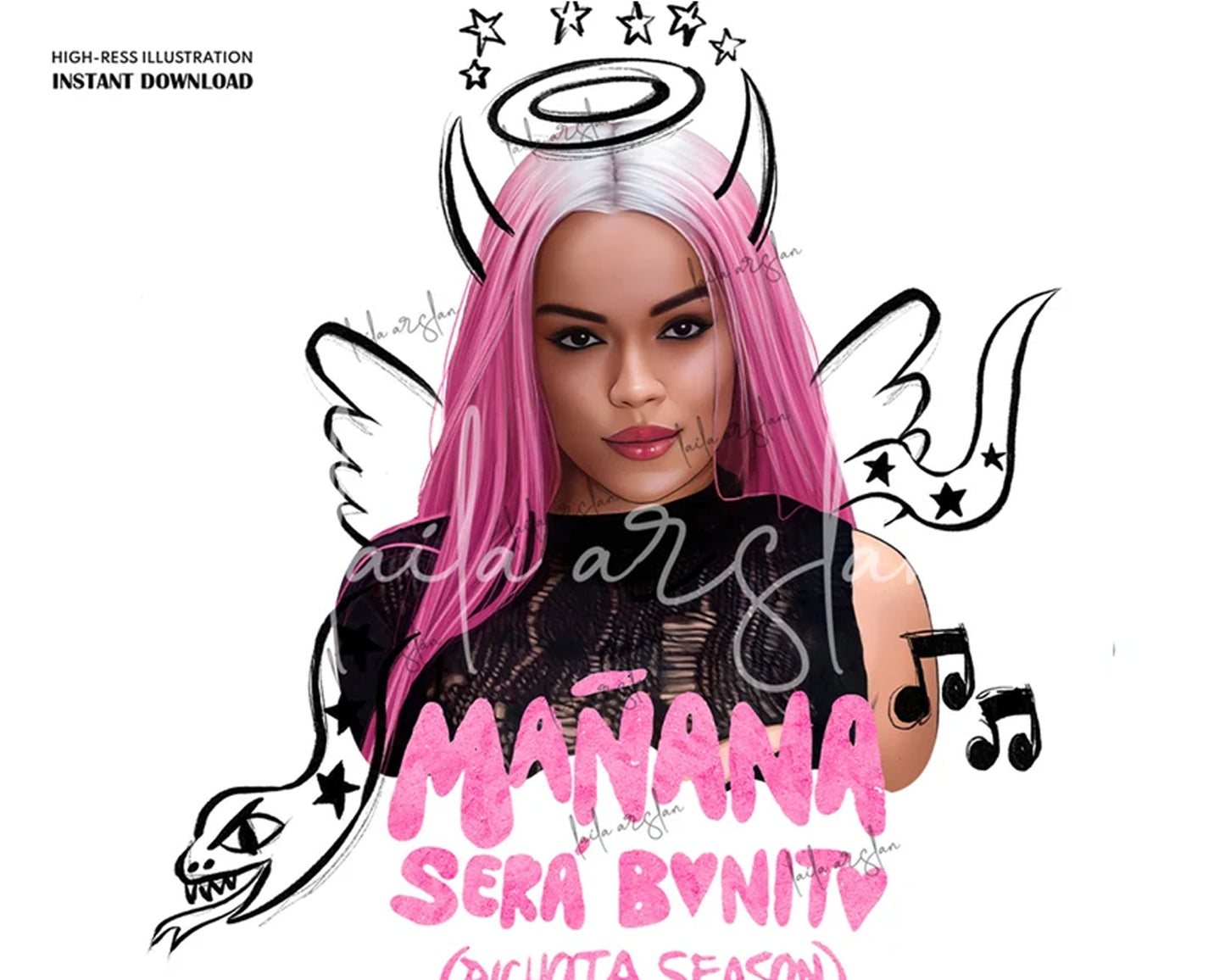Karol G Devil Angel for halloween 2023 png, Instant download