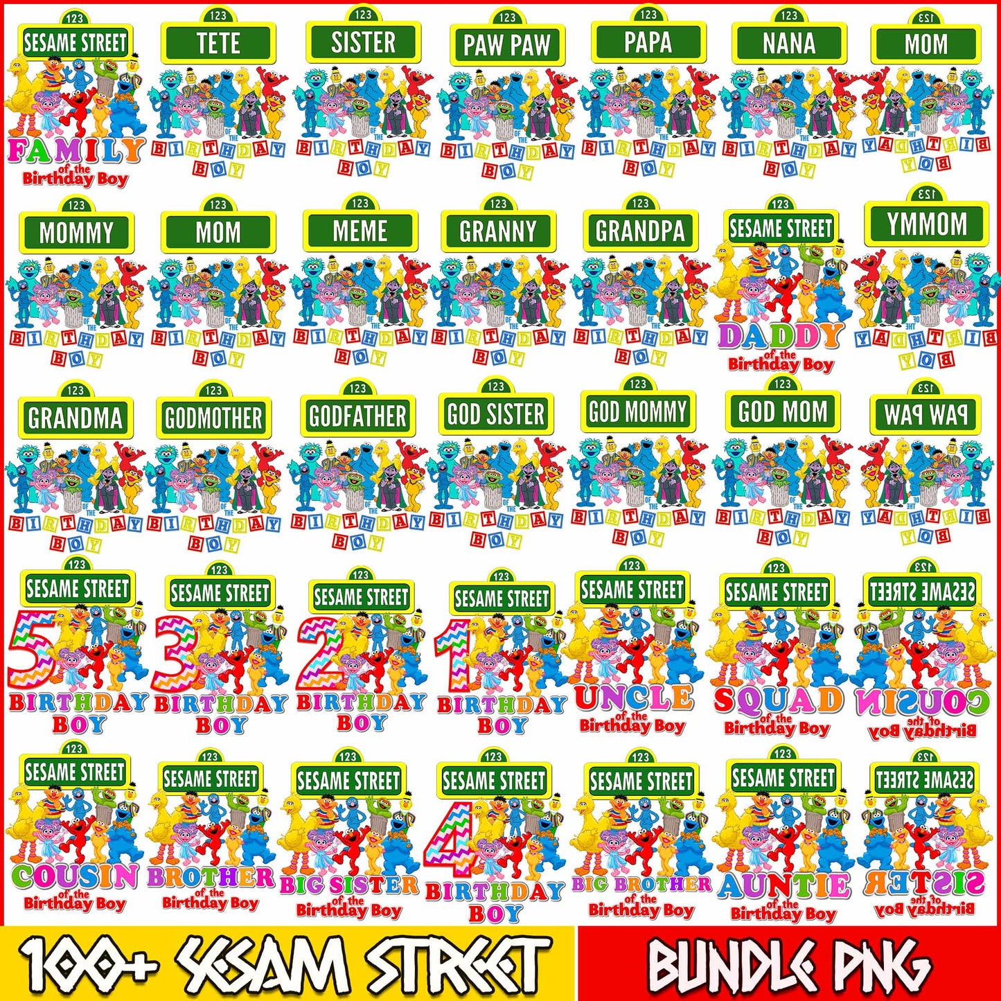 Sesame Street Birthday Bundle PNG.
