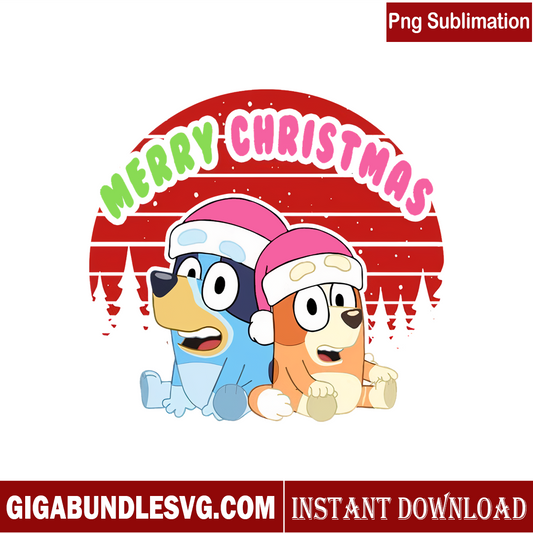 Bluey Bingo Merry Pink Christmas PNG