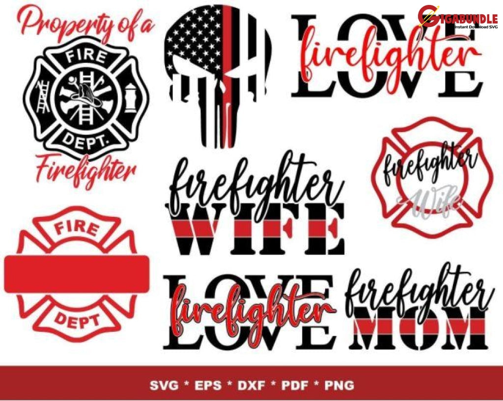 100+ Firefighter bundle svg, png, dxf, eps – Gigabundlesvg