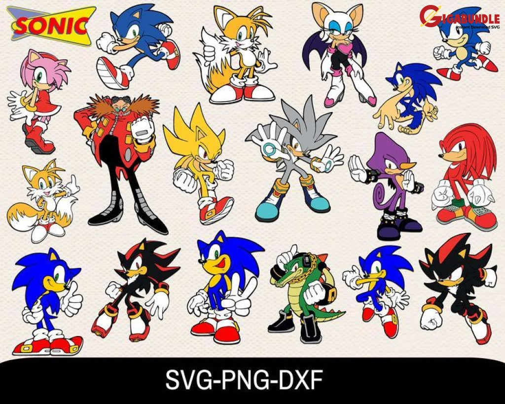 100+ Sonic Bundle Svg Png Dxf Eps