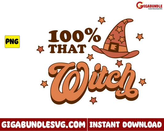 100% That Witch Png Hat Retro Halloween - Instant Download