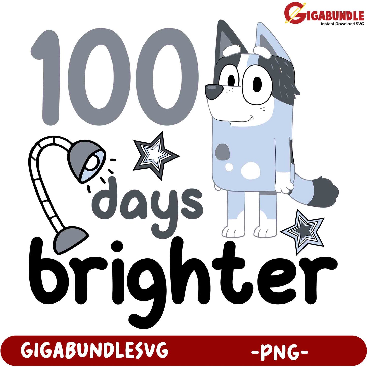 100 Days Brighter PNG Cute Dog Design