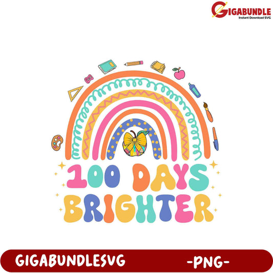 100 Days Brighter Rainbow PNG for Creative Projects