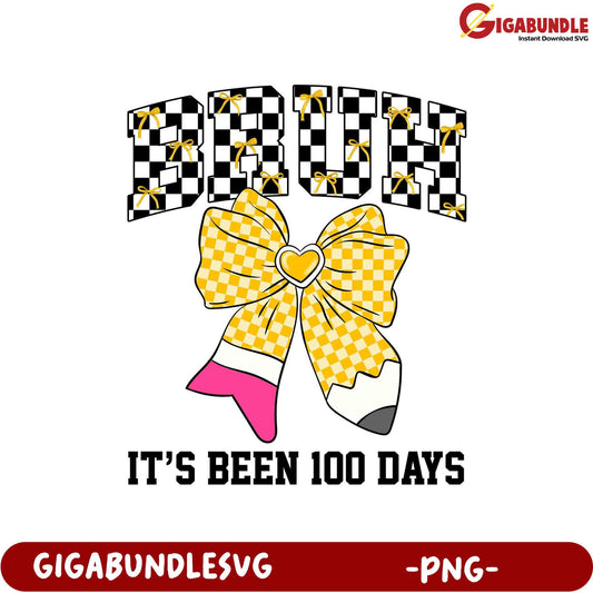 100 Days Celebration PNG Design with Fun Bow Graphic