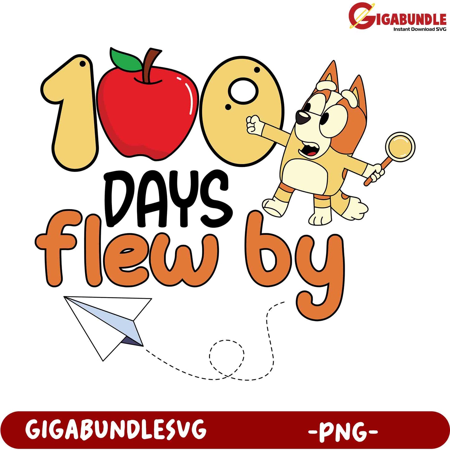 100 Days Flew By PNG Cute Dog Design