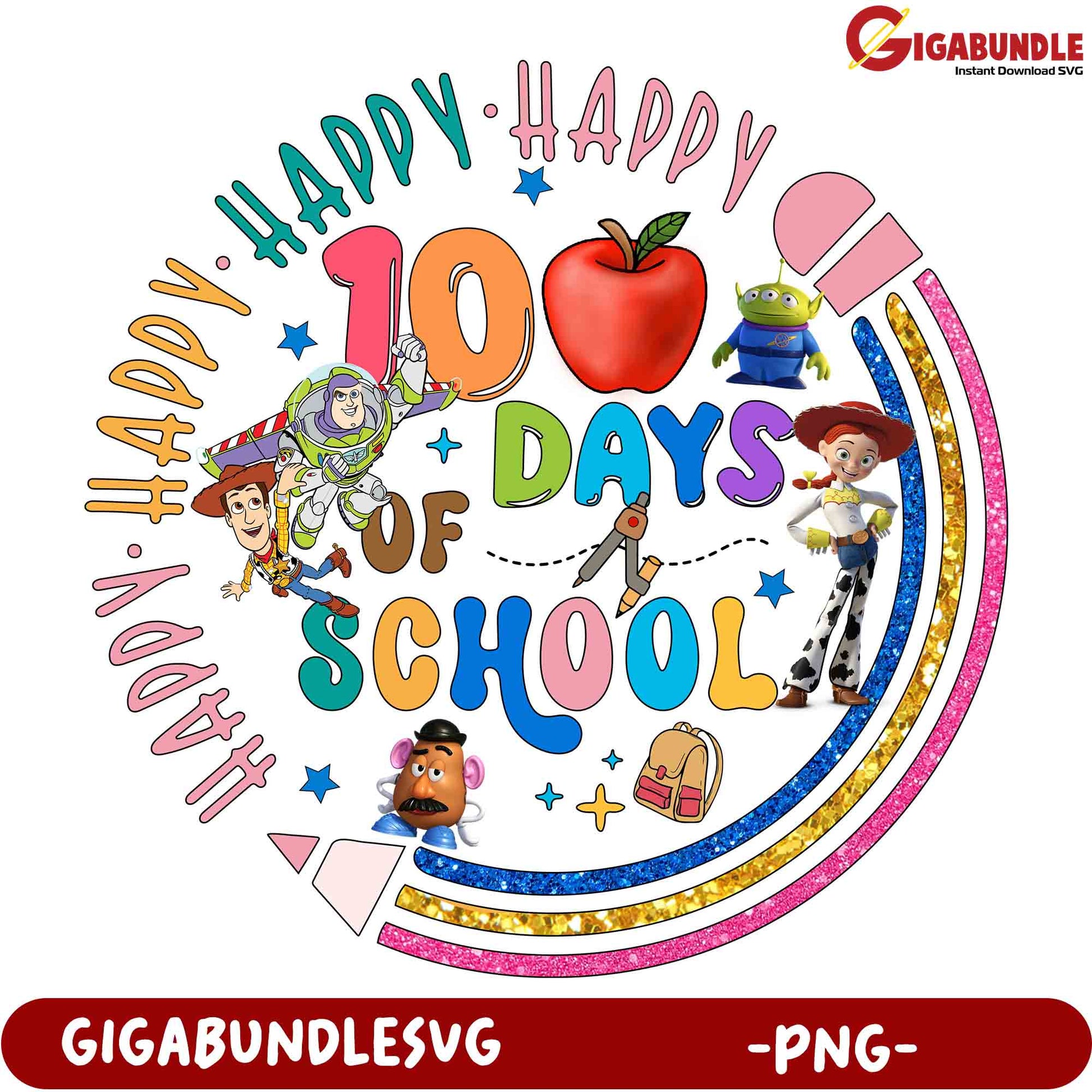 100 Days Of School Toy Story PNG Design