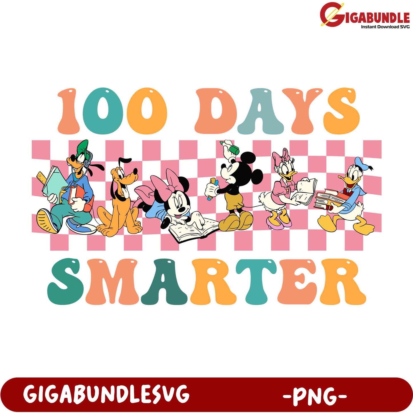 100 Days Smarter Disney PNG Design