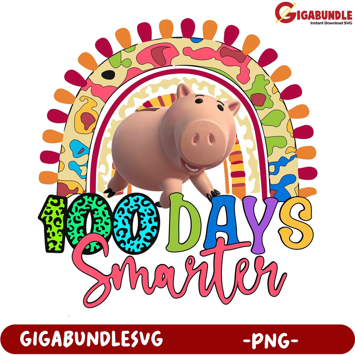 100 Days Smarter Piggy Bank PNG Design