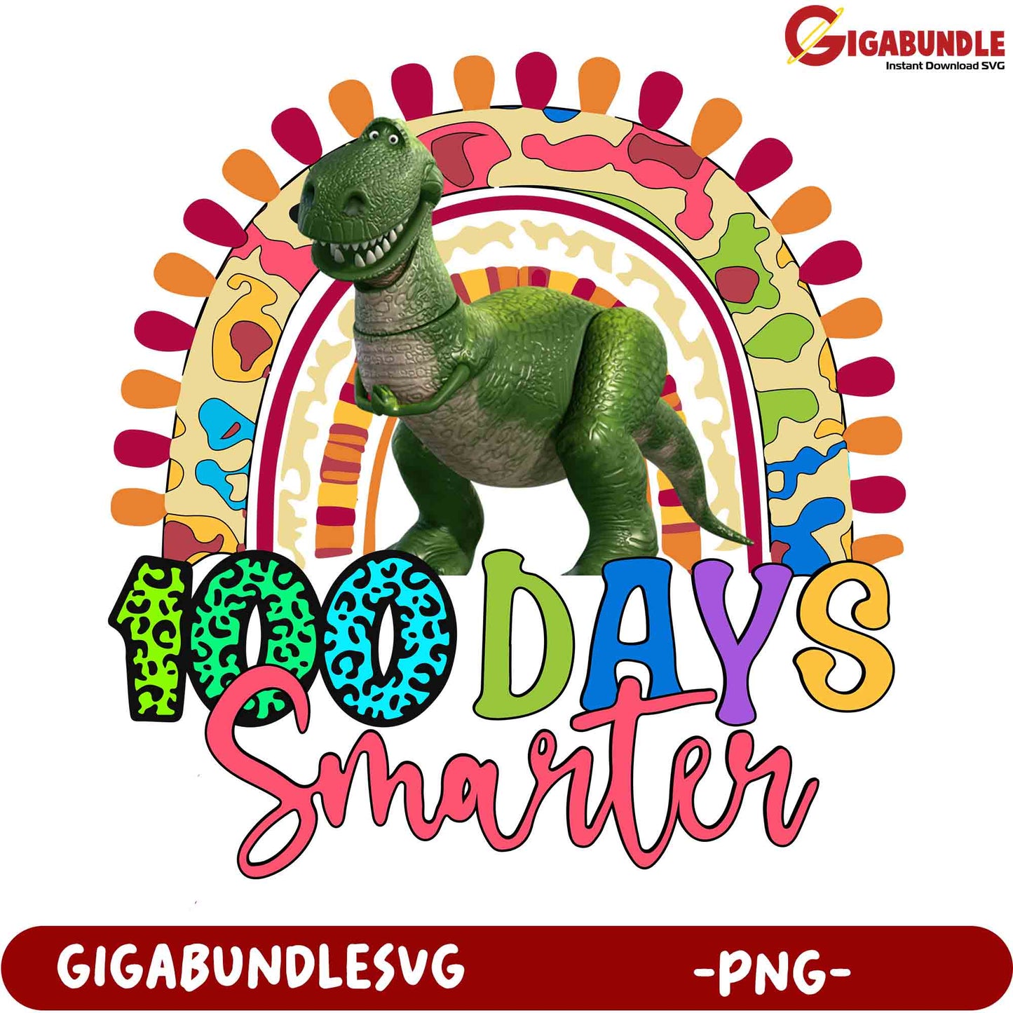 100 Days Smarter Rex PNG SVG Download