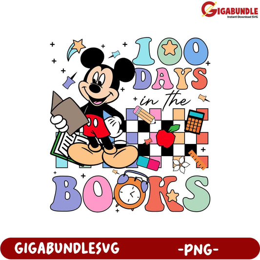 100 Days in the Books Mickey Mouse PNG Design