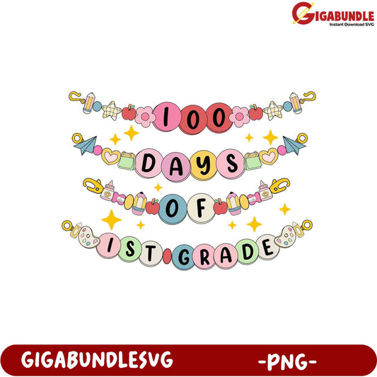 100 Days of 1st Grade PNG Design for Celebrations