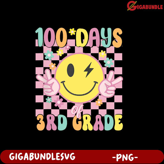 100 Days of 3rd Grade Smiley PNG Graphic Design