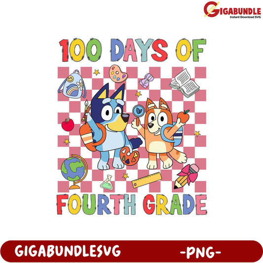 100 Days of Fourth Grade Fun PNG Design for Kids