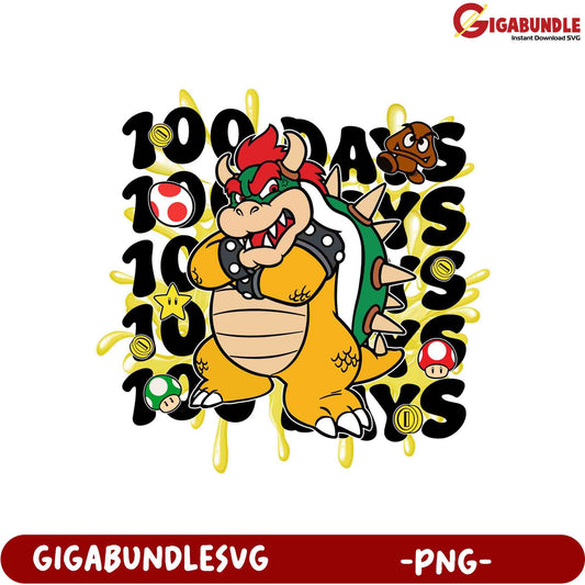 100 Days of Fun Bowser PNG Graphic for Fans