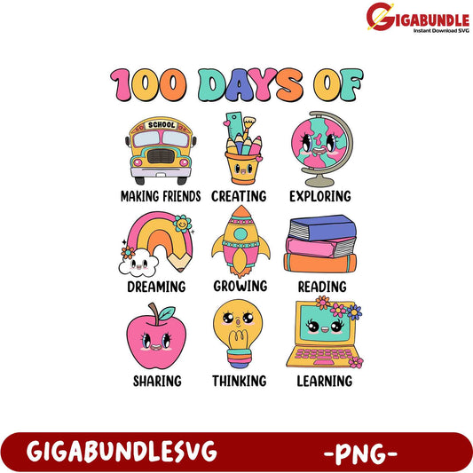 100 Days of Fun Learning Activities PNG Design