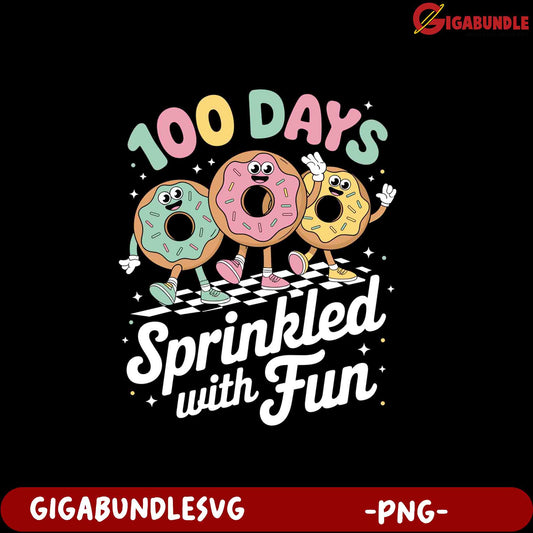 100 Days of Fun with Colorful Donut PNG Graphic