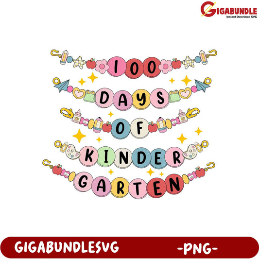 100 Days of Kindergarten Fun - Cute PNG Graphic Design