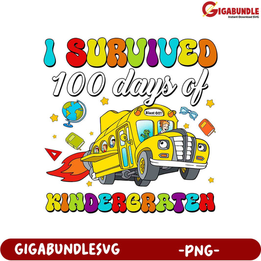 100 Days of Kindergarten Survival PNG Design for Kids