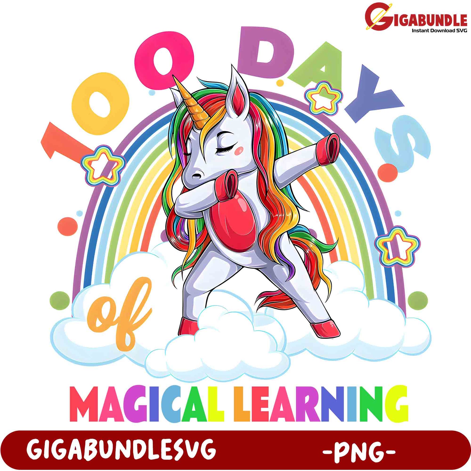 100 Days of Magical Learning Unicorn PNG