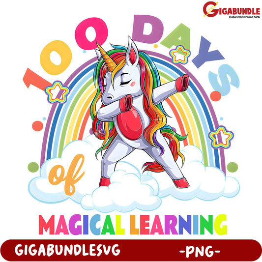 100 Days of Magical Learning Unicorn PNG