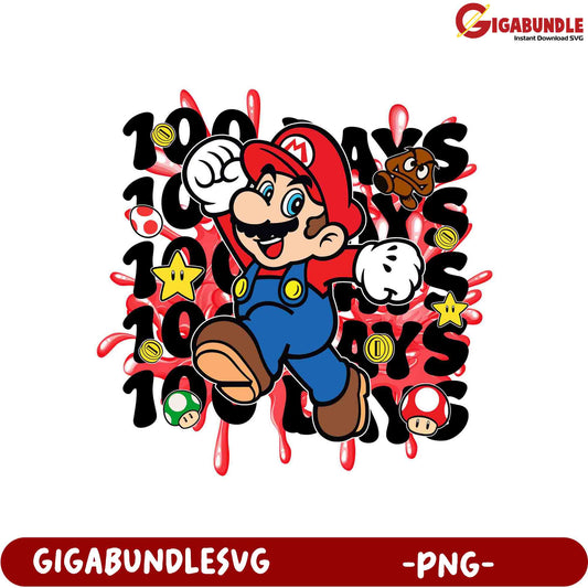 100 Days of Mario Adventure PNG - Fun Game Design Art