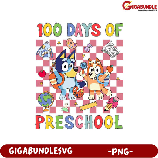 100 Days of Preschool Fun PNG Graphic for Kids