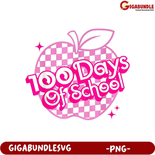 100 Days of School Apple PNG Design for Fun Learning