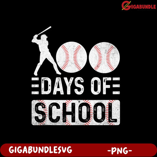 100 Days of School Baseball PNG Graphic Design